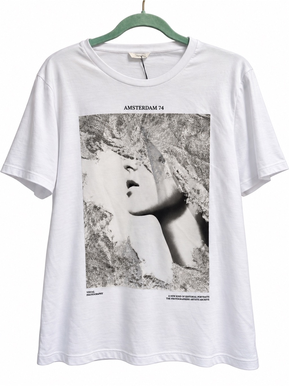 Zara White Graphic Tee with Silver Print